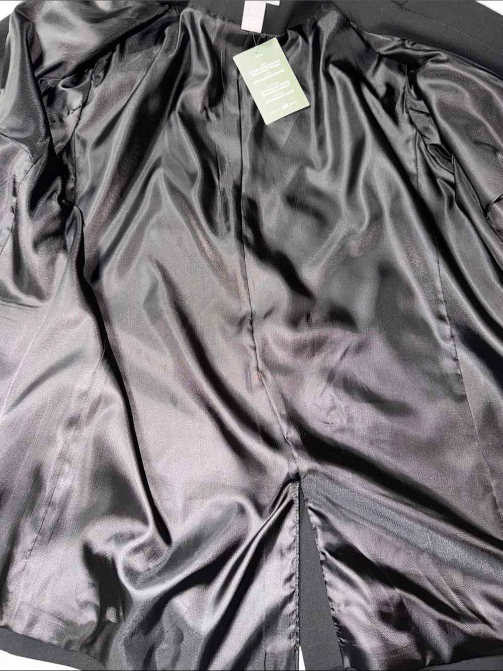 H&MโL Solid Black Long One Button Flap Pockets Professional Blazer Suit Jacket - Picture 9 of 9
